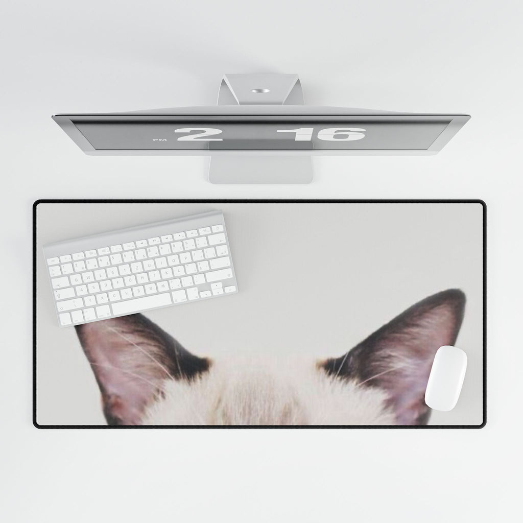 Cat Ear Desk Mat — Large Cute Cat Peeking Mouse Pad for Home Office