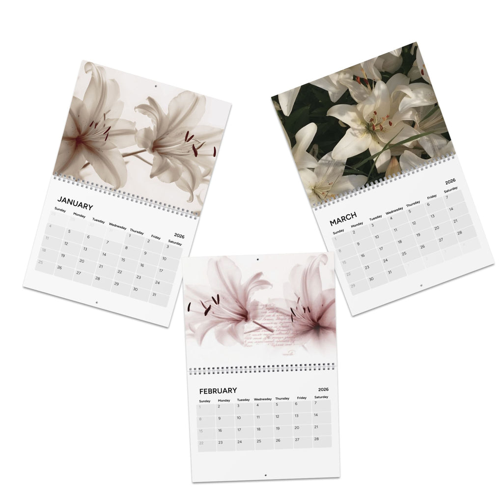 Aesthetic 2026 Floral Wall Calendar — Elegant Lily Photo Monthly Planner
