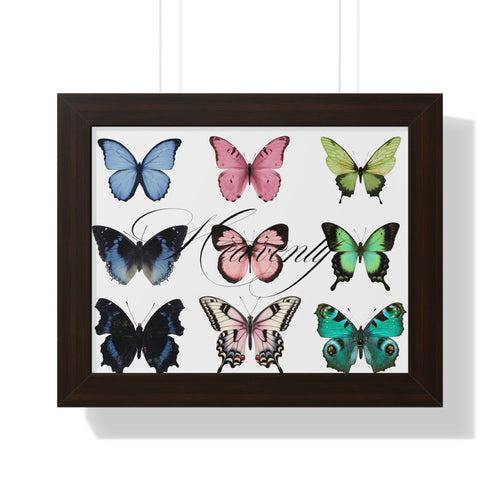 Aesthetic Framed Butterfly Art Print — Horizontal Framed Poster with Colorful Butterfly Illustrations