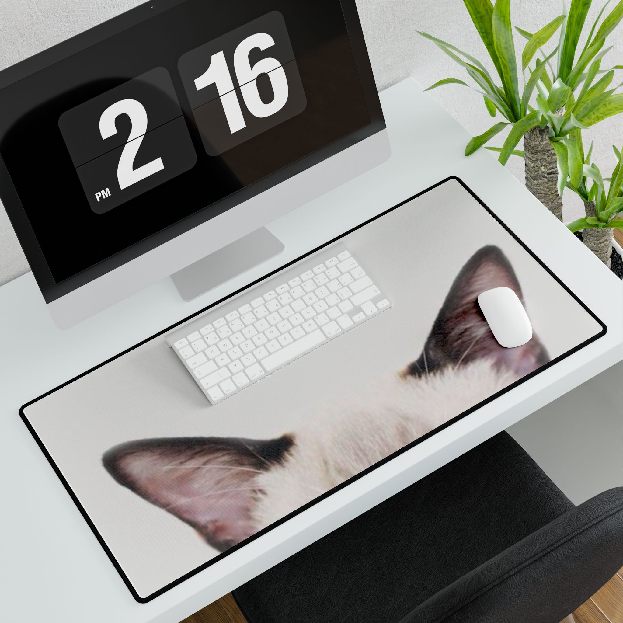Cat Ear Desk Mat — Large Cute Cat Peeking Mouse Pad for Home Office
