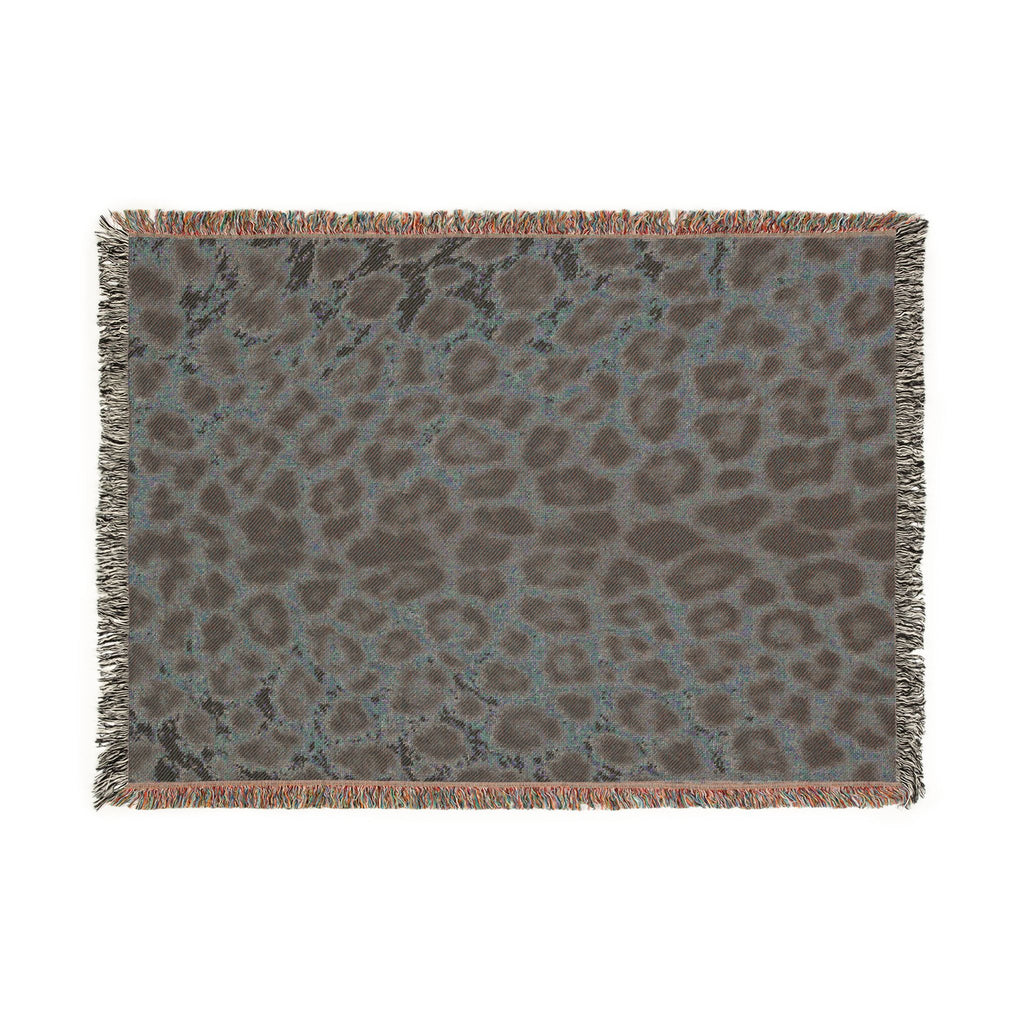 Leopard Print Woven Blanket — Cozy Animal Print Throw with Fringe